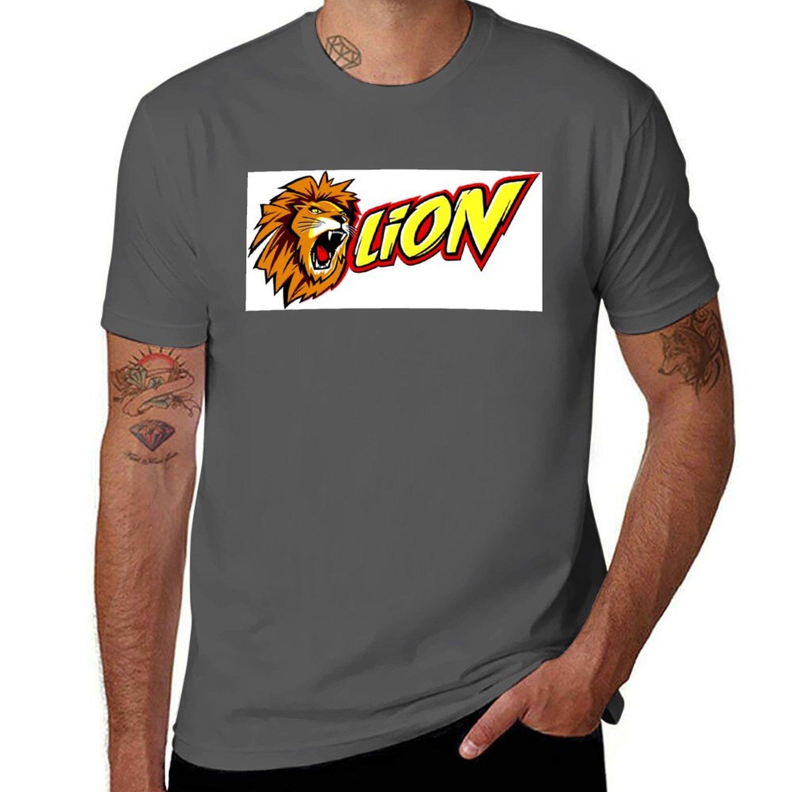 

Lion logo T-Shirt men t shirt cotton 100% black cotton t-shirt plain for man package T-Shirt 4XL