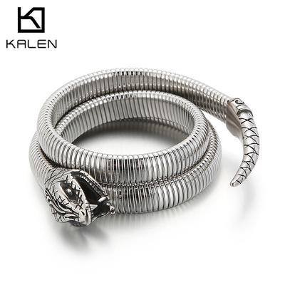 316L Edelstahl Hipster Schmuck, Personalisiertes und Kreatives Schlangenförmiges Mehrkreisiges Offenes Titanstahl Herrenarmband