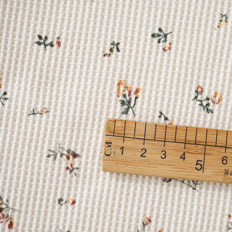 45x160cm Floral Waffle Knitted Fabric Soft Breathable for Dresses Home Wear T-shirt Kids Children's Clothing Handmade DIY Fabric