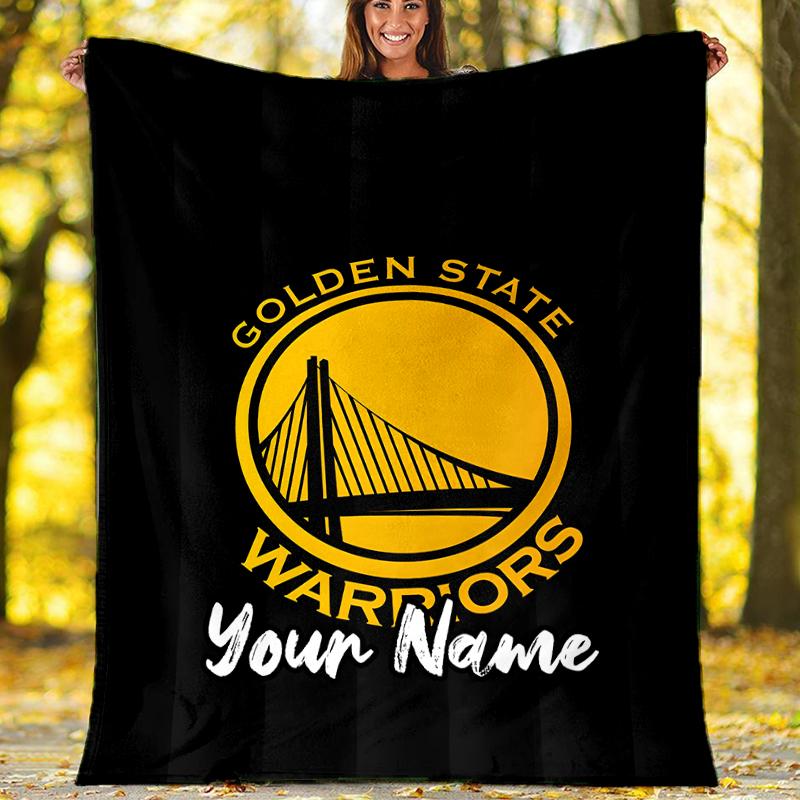 Custom Name Warriors Theme Printed Blanket - Perfect for Couch, Bed, Travel & Outdoor Use | Machine Washable, Cozy & Durable.
