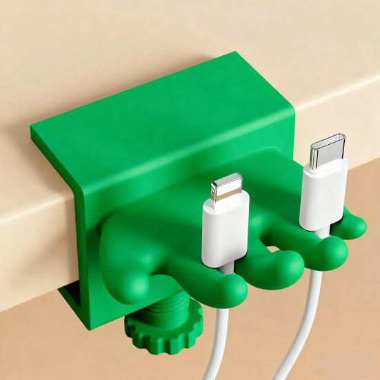Data Cable Storage Clip Cord Organizer Holder with Adjustable Desk Clamp Cable Management Wire Holder for Home Office Desk Use