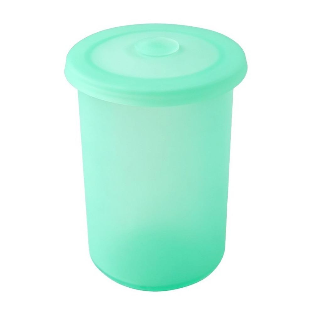 Silicone Transparent Sealed Box Round Microwave-heated Kitchen Storage Boxes Leak-proof Stackable Food Freezer Box Office 600 ML зелёный