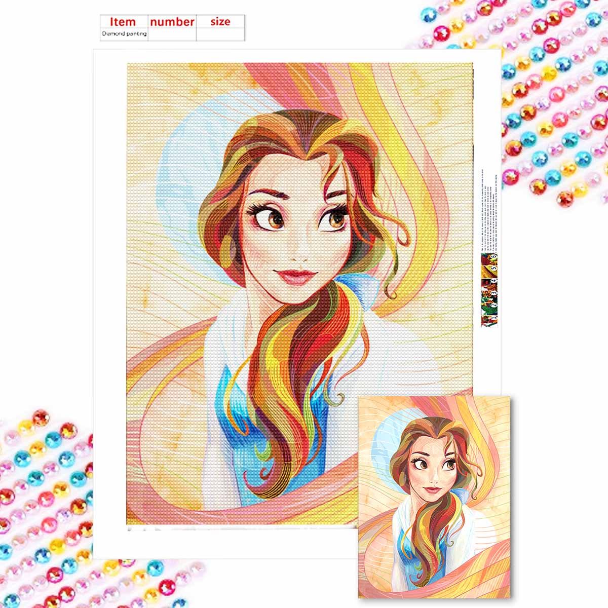 

Полная круглая алмазная живопись Достойная принцесса Искусство Стразы Картина Мозаика DIY 5D Вышивка крестом Домашнее украшение Round 20x30cm