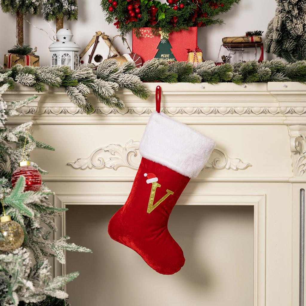 Christmas Home Decoration Red Premium Canary Letter Socks Festive Creative DIY Room Xmas Tree Decoration Christmas Gift Socks