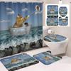 31Style 4Pcs Funny Shower Curtains Bathroom Curtain With Hooks Decor Waterproof Cat Dog 3d Bath 180*180cm Creative Personality Shower Curtain