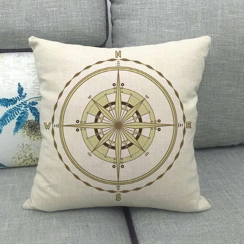Nautical Elements: Rudder And Compass Digital Printing Short Plush Pillow Covers For Car Sofa Office Cushion Cover Home Goods