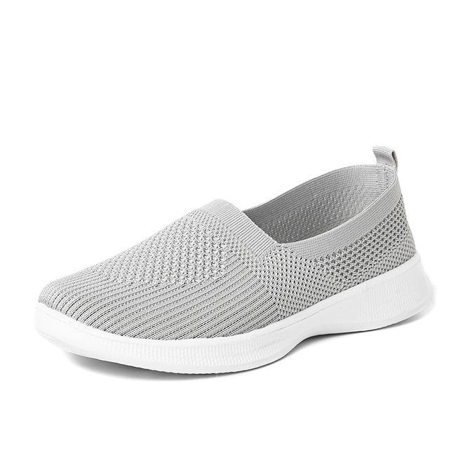 

Летняя женская обувь Вязаные носки Женские кроссовки без шнуровки Легкая женская спортивная обувь на плоской подошве Лоферы больших размеров 40 серый