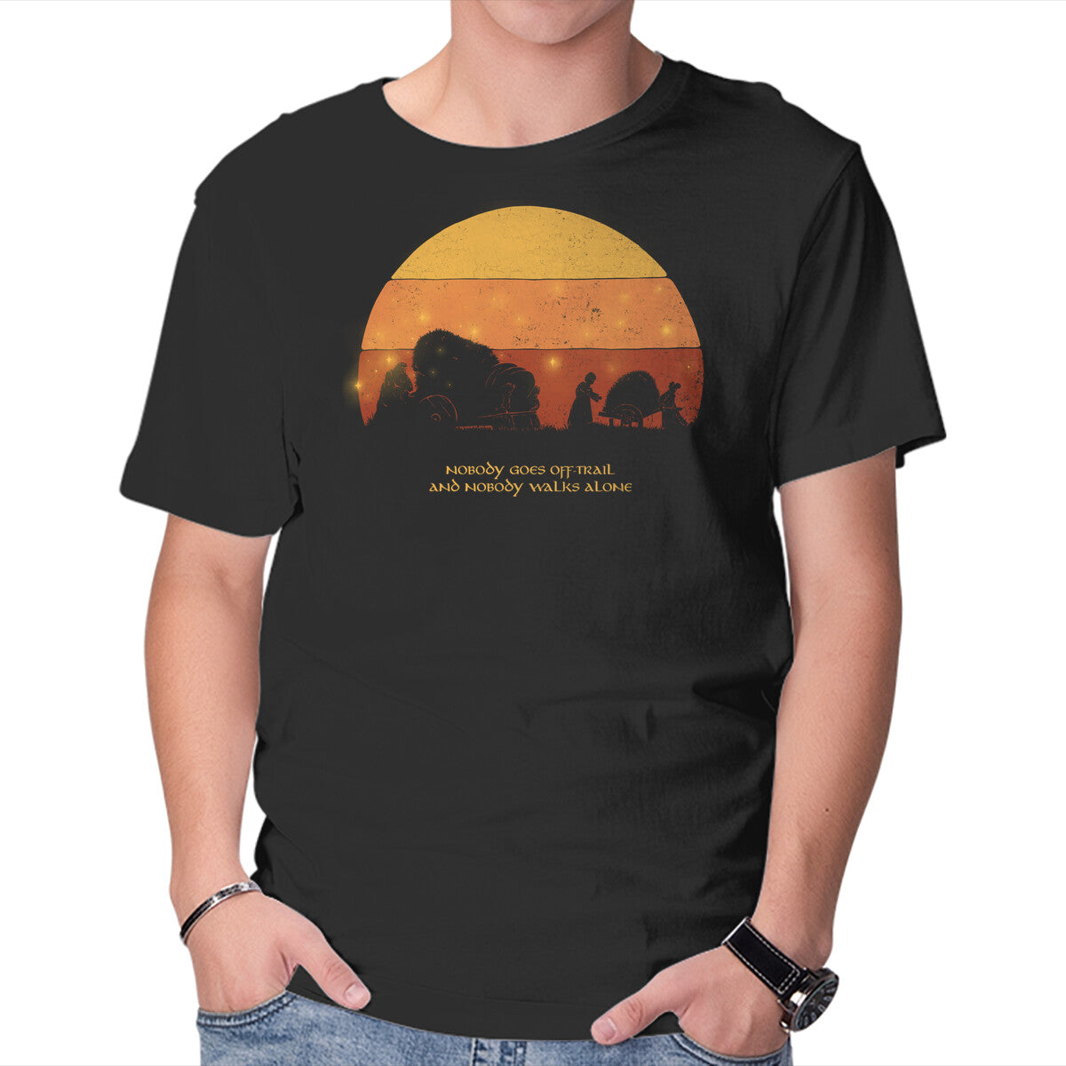Unisex Crew Neck T-Shirt Nobody Walks Alone Graphic Short Sleeve Casual Tee XXXXL
