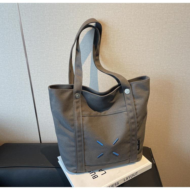 Canvas Bag Women's Large-capacity New Simple and Versatile Shoulder Bag Casual Summer College Student Tote Bag