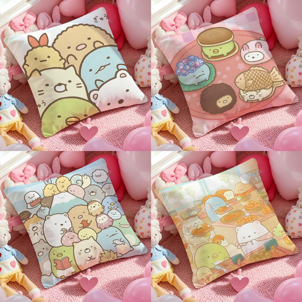 Cartoon S-Sumikko G-Gurashi Anime Kissenbezug Musterbedruckte Kissenhülle für Wohnzimmer Sofa Kissenbezug & Schlafzimmer Dekoration