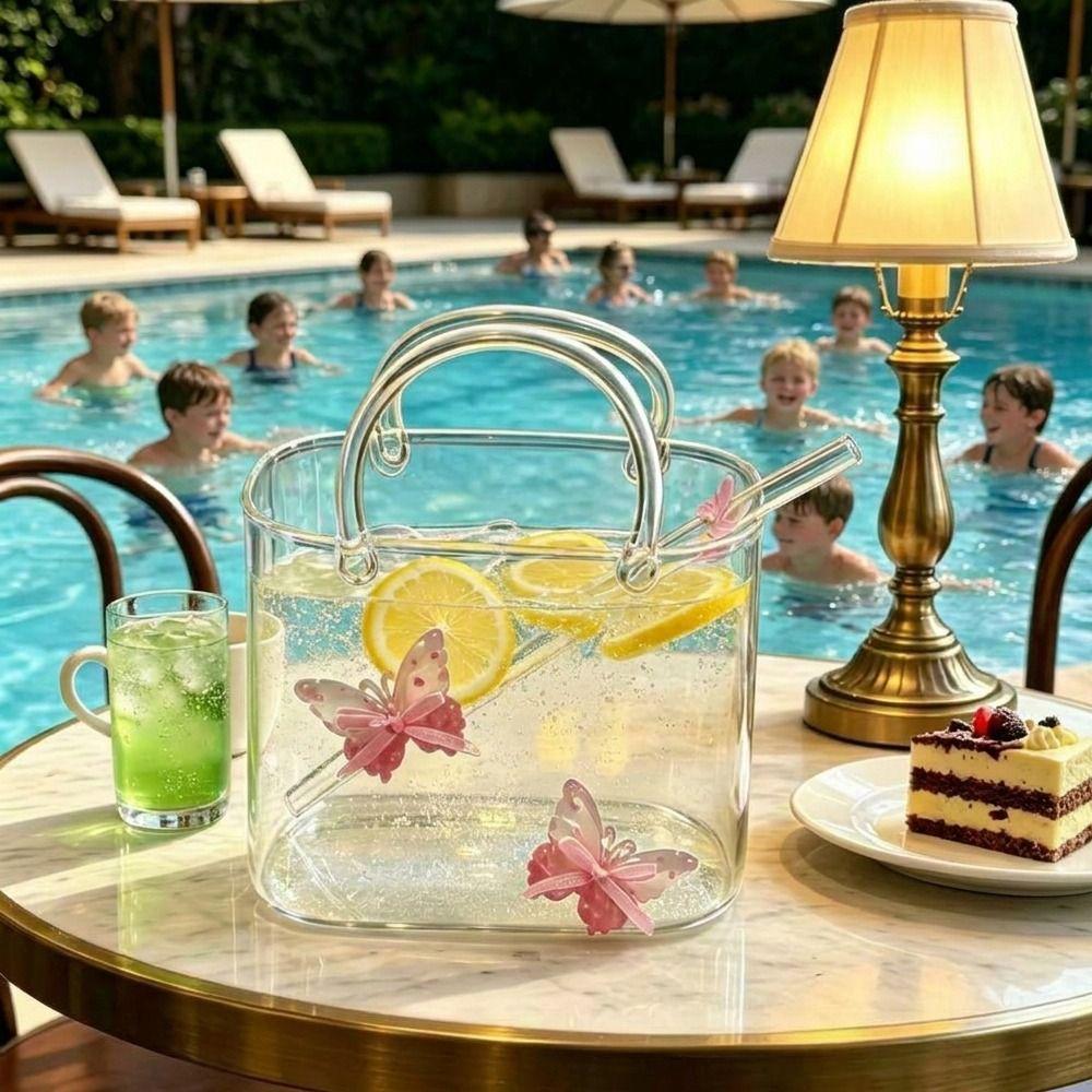 with Straw Handbag Glass Cup Novelty Fruit Wine Glass Creative Cocktail Glasses  Office Table Decor