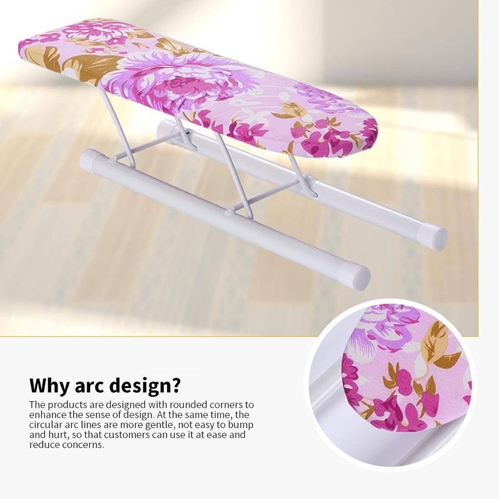 HisiLucky Mini Ironing Board Tabletop Portable Collar Ironing Board with Folding Legs for Household Dormitory Laundry Rooms, Pink