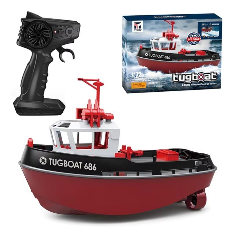 New RC Boat 2.4G Powerful Dual Motor Long Distance Wireless Power Remote Control Tugboat Model Suitable for Boys Gift Children's Toys