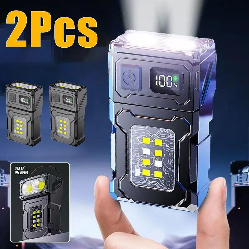 Tragbare Heckmagnet-Taschenlampe Superhell MINI USB Wiederaufladbare LED-Taschenlampe mit COB-Notlicht für Camping und Wandern