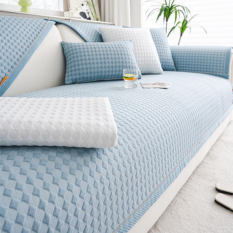 Summer Ice Cream Cold Bean Sofa Cushion Mat Non-slip Breathable Living Room Sofa Cover Cloth Back Towel