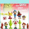 12 peças Brinquedos Figura de Ação O Grinch Presente de Natal Topper de Bolo Mini Modelo Boneca Decoração