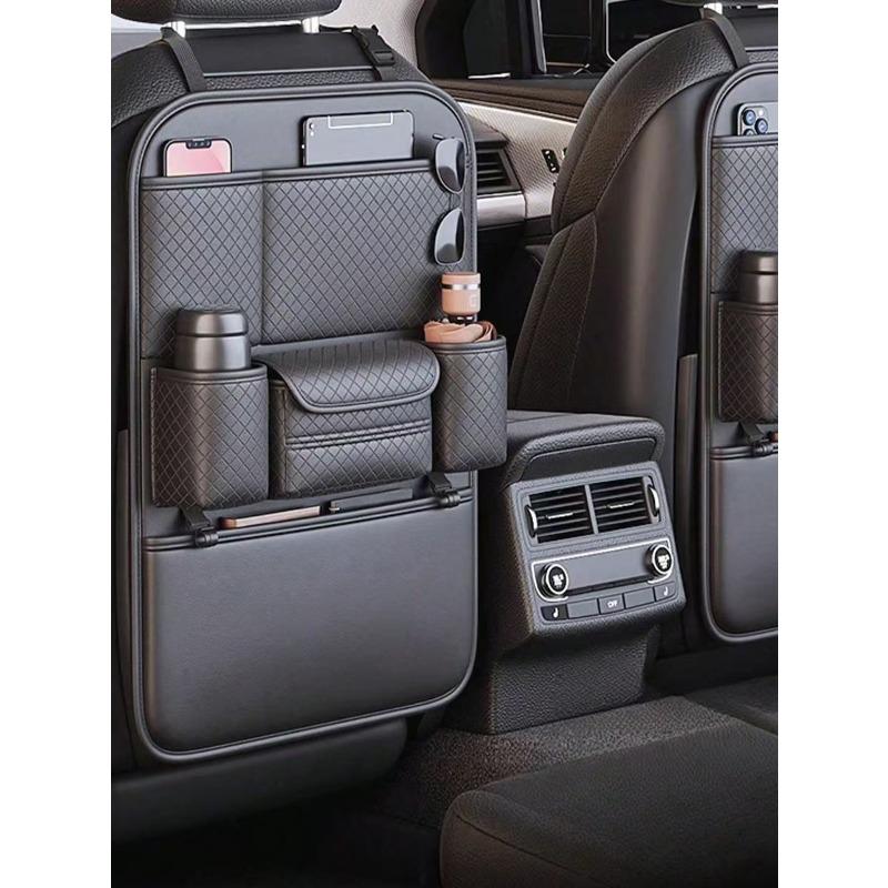 

Органайзер на спинку сиденья автомобиля со складным столиком-подставкой, материал премиум-класса из ПУ кожи, совместим с большинством транспортных средств, аксессуары для салона автомобиля 61x42cm
