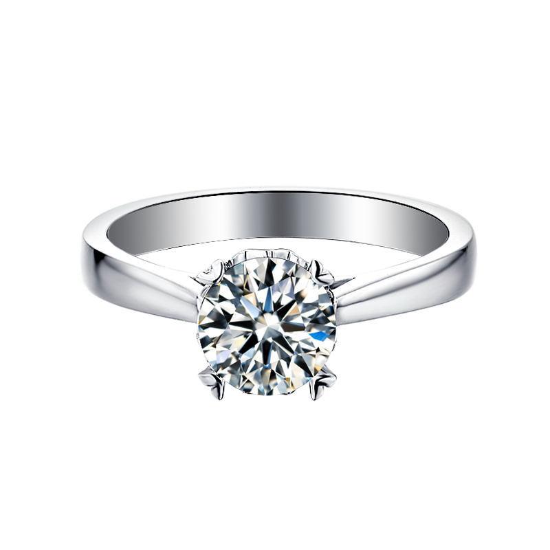 Straight Arm Love Cup Four-Claw Mozzarella Ring Women'S Strap Inlaid S925 Silver 1 Carat Moissanite Ring