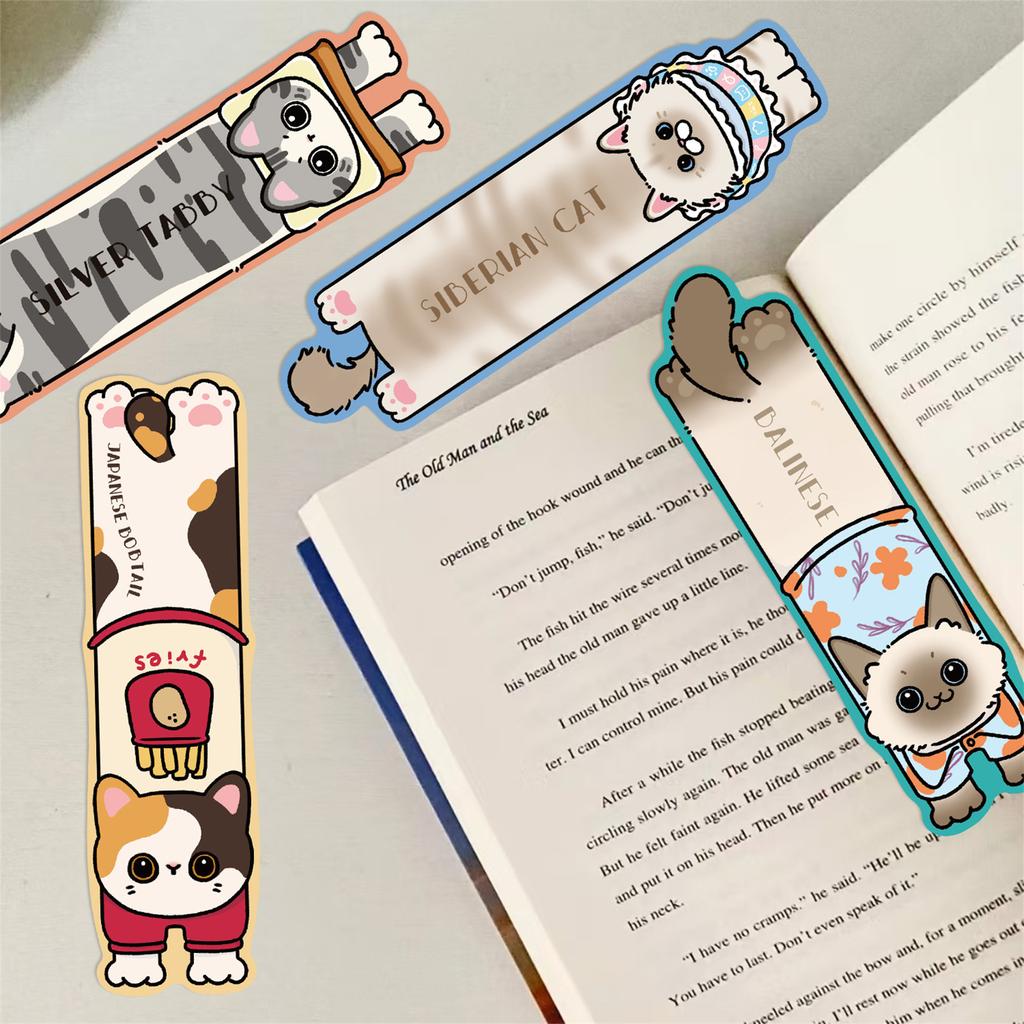30Pieces Cats Kitten Bookmarks Book Page Divider Paper Book Page Divider Reading Book Mark for Student Kid Reading