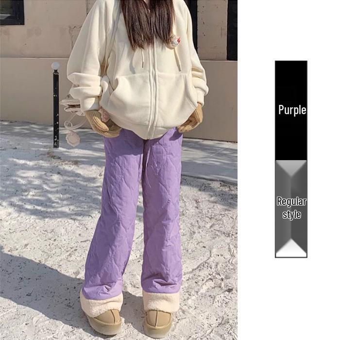 

Women s Pink Thickened Cotton Pants, Windproof, Warm, Plus Velvet, Straight & Wide Leg, Autumn/Winter Outerwear, Perfect for Cold Protection. M