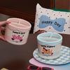 Cute Cartoon Makeup Brush Holder Divided Desktop Storage Organizer For Lipstick Cosmetic Pen Stationery Organizing