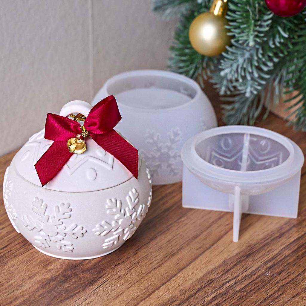 Christmas Candle Jar Silicone Mold DIY Relief Snowflake Storage Box Aromath Gypsum Molds Resin Crafts Making Home Xmas Party Dec