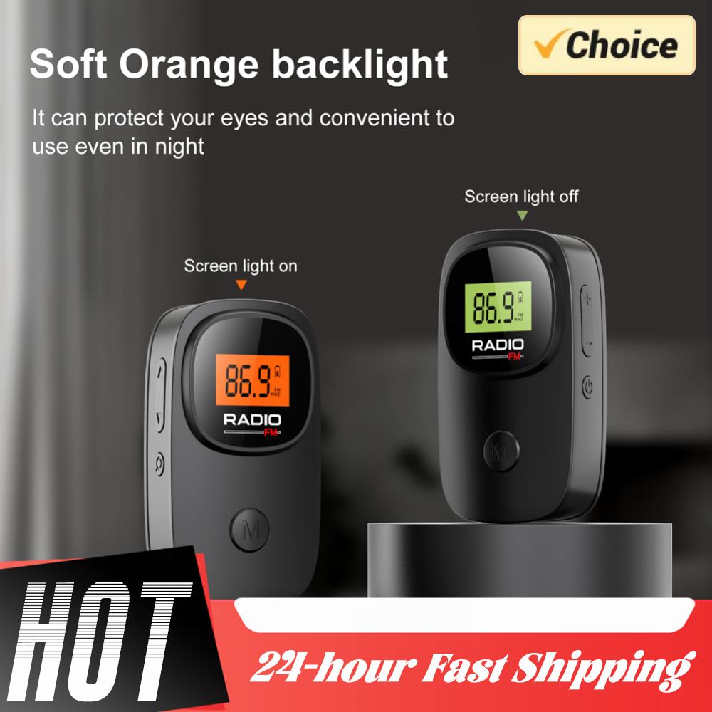 Mini Portable FM Radio Digital Tuning Pocket Clip Radio with Earphone Battery Operated Radio for Home Outdoor Walking Jogging