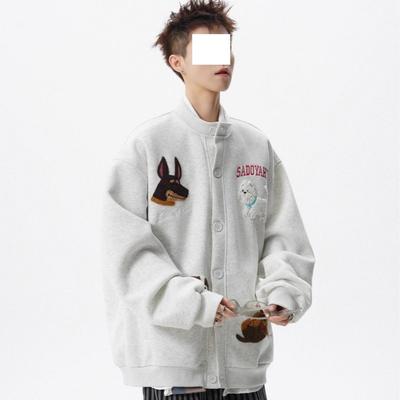 Spring and Autumn Sweater Men's Retro Trendy Brand Towel Embroidered Heavy Cardigan Trendy Brand Couple Versatile Casual Jacket Jacket