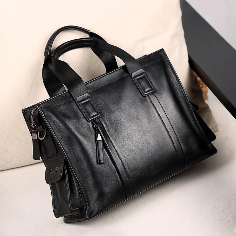 Мужская деловая сумка-портфель Pabojoe из натуральной кожи для ноутбука