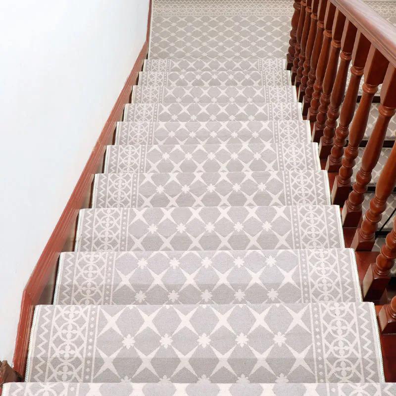 WTEMPO Non-adhesive Self-adhesive Non-slip Stair Mat Solid Household Step Pad Vintage European Style Stair Carpet