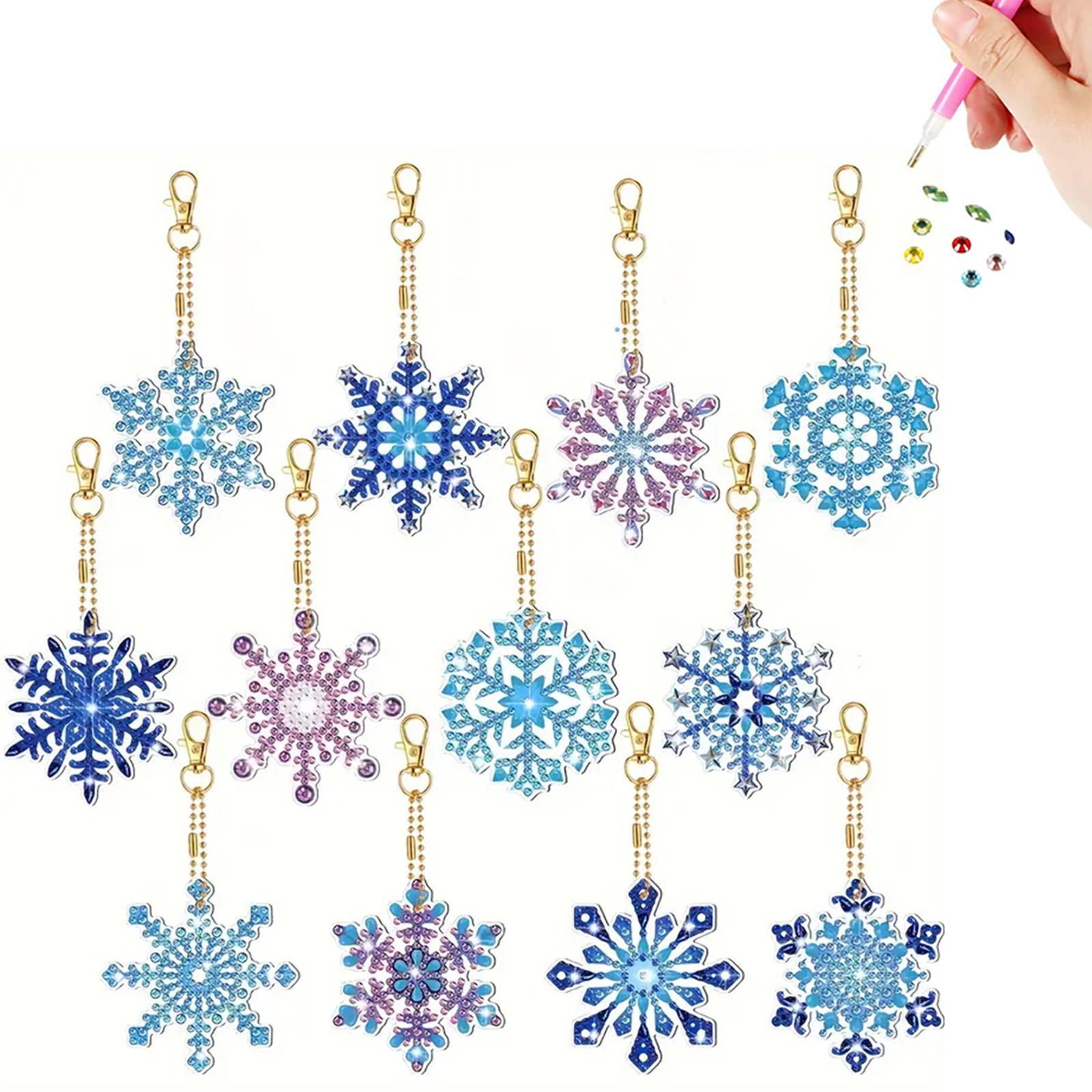 

2D Flat DIY Diamond Art Keychains Diamond Art Kits Small Crystal Painting Keyrings Glitter Rhinestone Keychains Gift for Friends