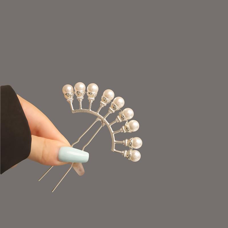 U Shaped Hairpin For Women Light Luxury Full Pearl Hair Stick Wedding Daily Updo Maruko Head Hair Accessories Girls Hair Pins
