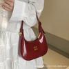 Premium patent leather glossy armpit bag 2025 new fashionable solid color portable crescent bag niche commuter shoulder bag