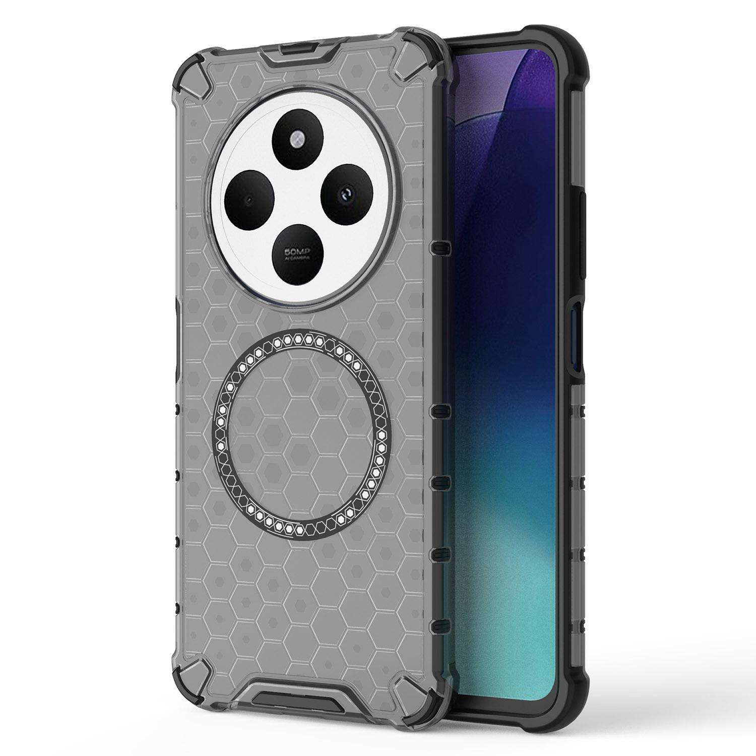 

For Xiaomi Poco C75 4G/Redmi 14R 5G/14C 4G Magnetic Case Honeycomb Design TPU+PC Phone Cover A