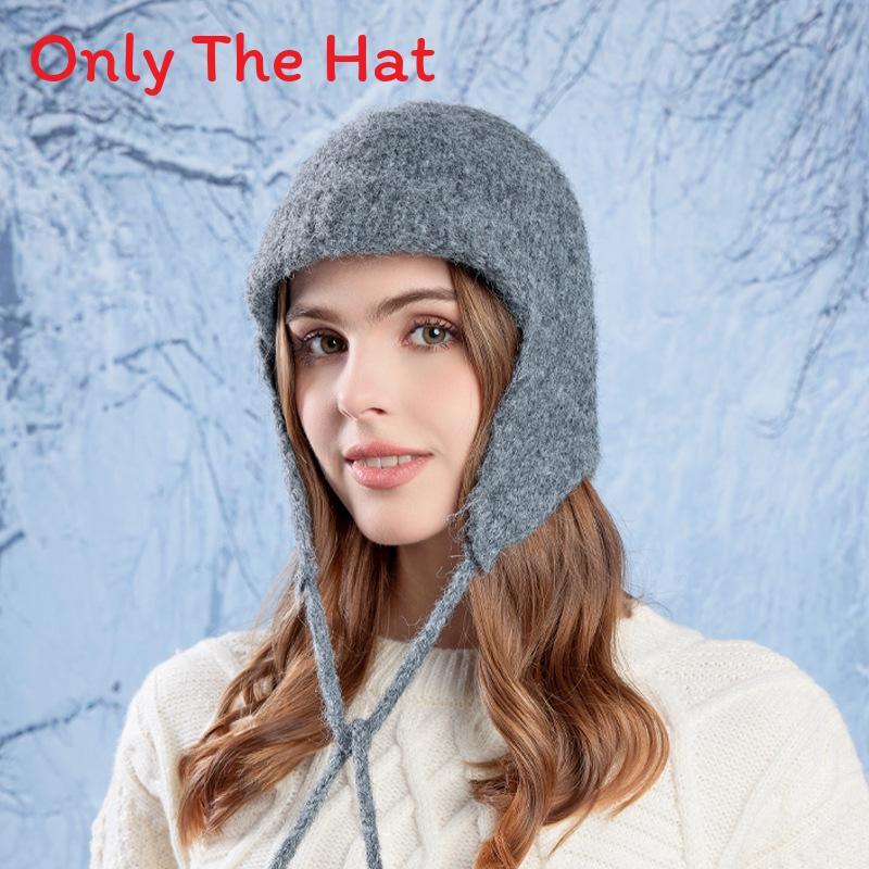 Unisex Acrylic Knit Wool Hat For Autumn Winter Cold Earmuff Head Cover серый