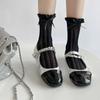 Women Booties Socks Ruffle Turn-Cuffs Summer Crew Socks Ballet Style Lace Ankle Socks Cute Bowknot Middle Tube Socks