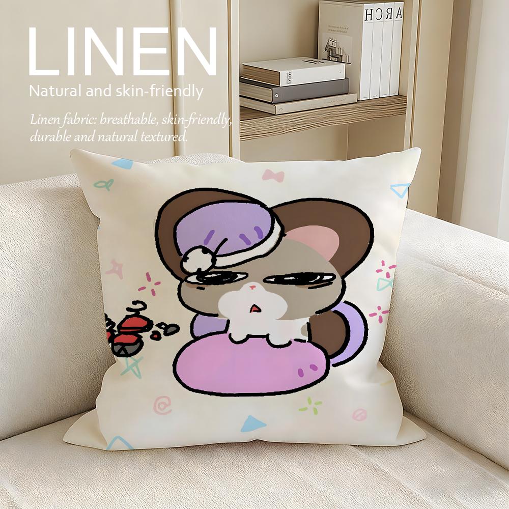 Cute Siamese Cat Azuki Cushion Cover Pillowcase Set Pcs x x Breathable Washable Sofa Cushion Cover