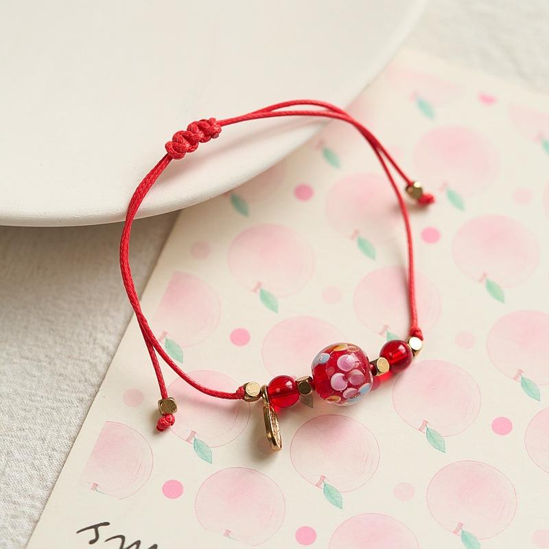 Luminous glazed flower red rope bracelet weaving simple and versatile men's jewelry gift bracelet origin