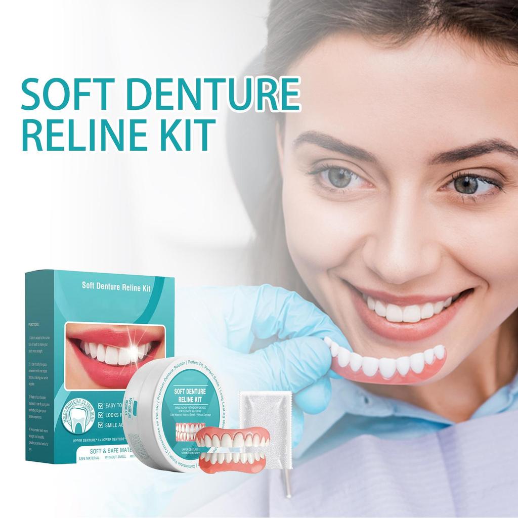 New Denture Set Cover Missing Broken Tooth Lasting Soft Instant Confident Smile for No Teeth Women Man Over Gums Full Dentures