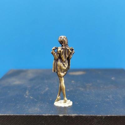 Retro Brass Beauty Female Doll Figurine Model Sexy Beauty Statue Creative Crafts Desktop Ornament Office Home Decoration Gift