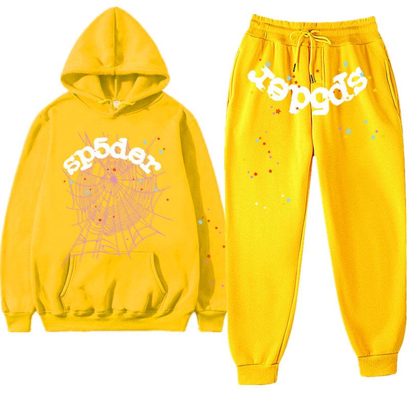 Sp5der Herren Fleece Hoodie und Lässige Sporthosen Set - Herbst/Winter Kollektion