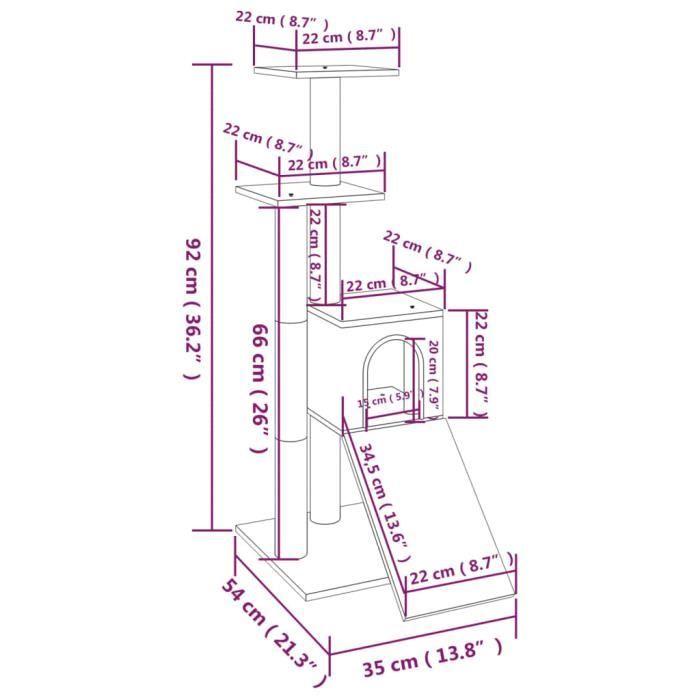 VidaXL Cat Tree with Sisal Scratching Posts Dark Grey 92 Cm