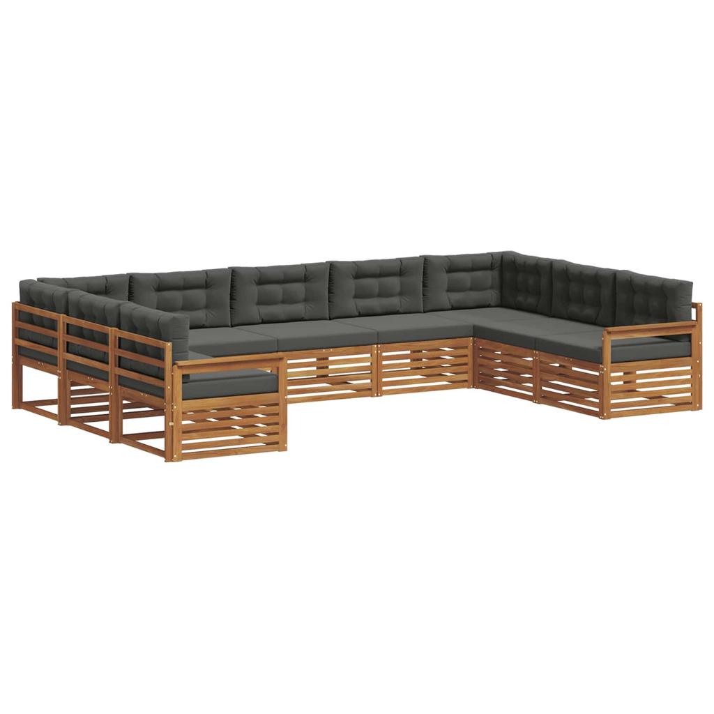 Outdoor Sofa Set with Cushions 9 pcs Natural and Anthracite