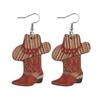 Western Cowboy Hat Pendant Double-Sided Wooden Earrings for Women