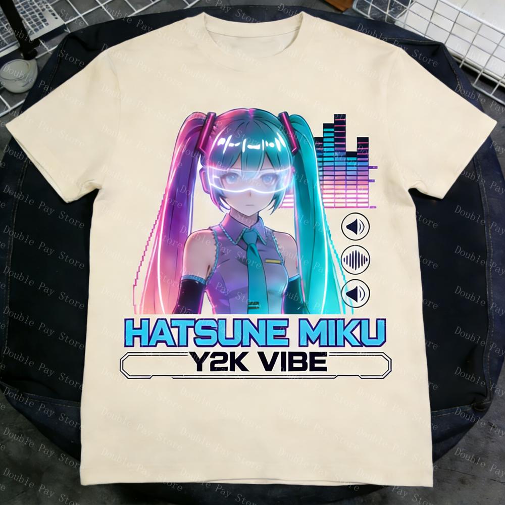 

Hatsune Miku Y2K Vibe TShirt Unisex Womens Shirts Harajuku Anime Print Short Sleeve Casual Streetwear Hip Hop Tops Summer Clothes S