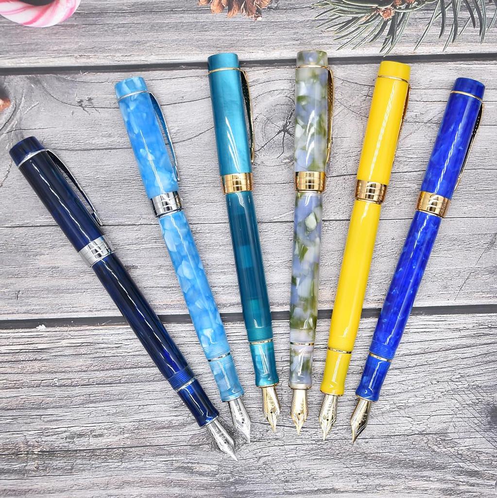 Ranvi Jinhao 100 Classic Yellow Color Gold Clip Fountain Pen F Nib with Converter and Pen Box