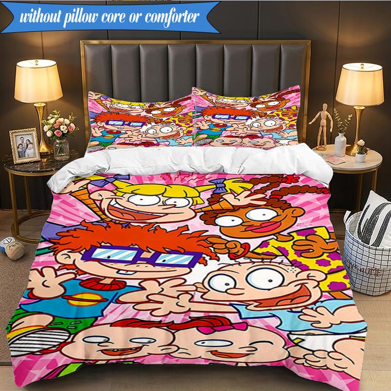 Rugr-ats: Urban Adventure 3pcs K-pop music group Bedding set,Ideal for Bedroom, Dormitory,Including Duvet Cover And 2pcs Pillowcases,Fan gifts