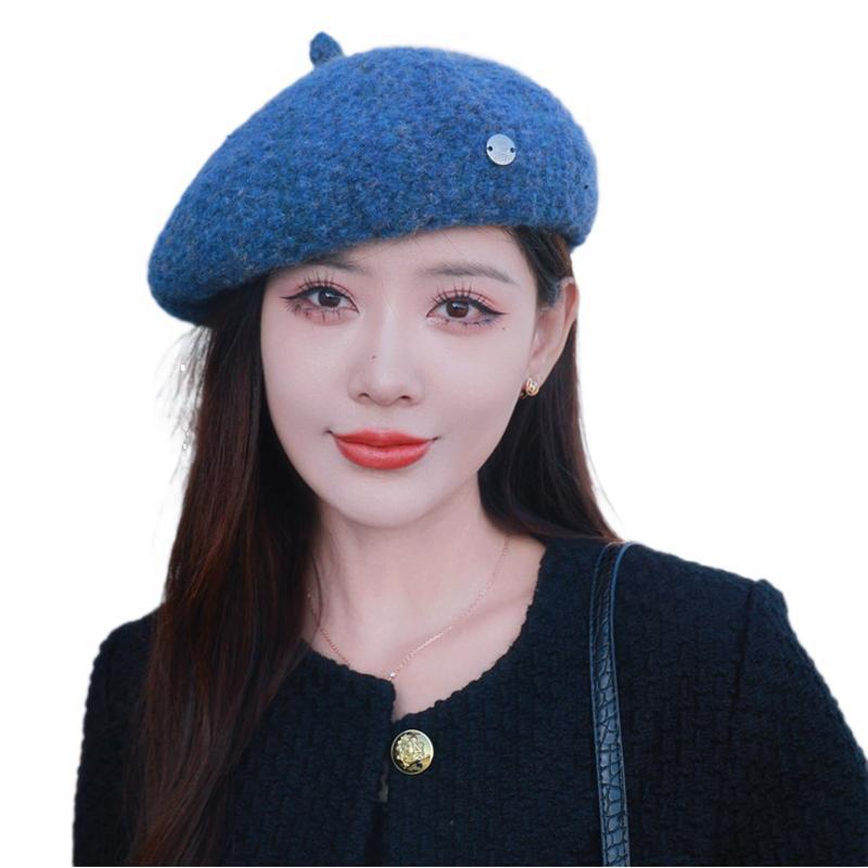 Beret Children Autumn And Winter Literary And Retro Painter Hat Color Wool Face Small Fashion Pumpkin Hat