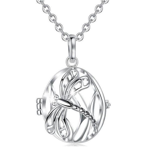 Dragonfly Silver Plated Copper Pregnancy Bola with Pink Bell