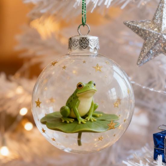 2026 Christmas Ball Ornament Set Handcrafted 3D Frog Ornament Different Frogs Theme Holiday Decorations